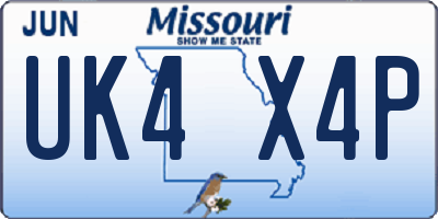 MO license plate UK4X4P