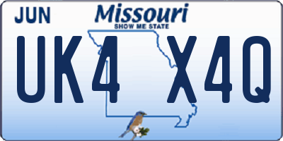 MO license plate UK4X4Q