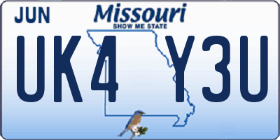 MO license plate UK4Y3U