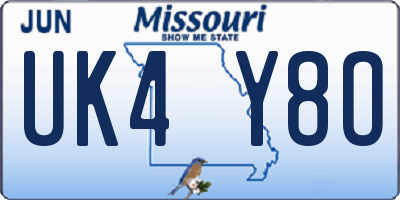 MO license plate UK4Y8O