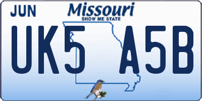 MO license plate UK5A5B