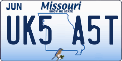 MO license plate UK5A5T
