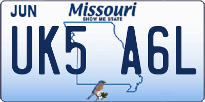MO license plate UK5A6L