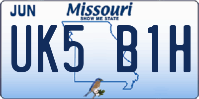 MO license plate UK5B1H