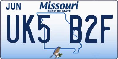 MO license plate UK5B2F