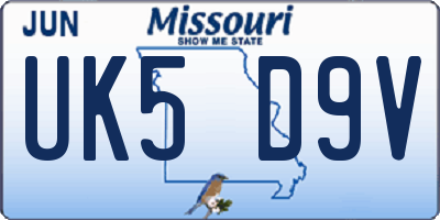 MO license plate UK5D9V