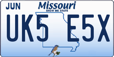 MO license plate UK5E5X