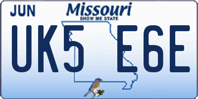 MO license plate UK5E6E