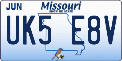 MO license plate UK5E8V