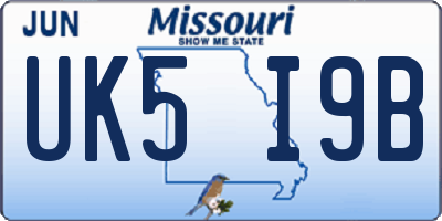 MO license plate UK5I9B