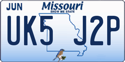 MO license plate UK5J2P