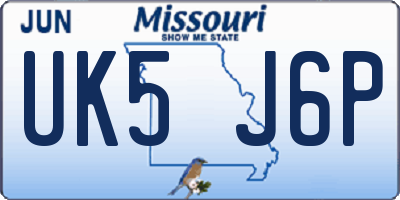 MO license plate UK5J6P
