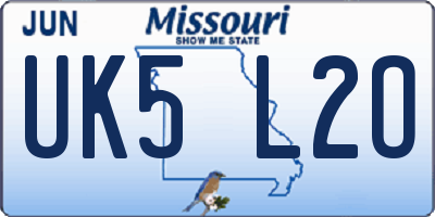 MO license plate UK5L2O