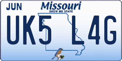 MO license plate UK5L4G