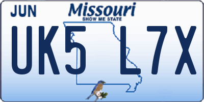 MO license plate UK5L7X