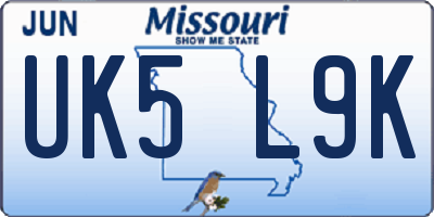 MO license plate UK5L9K