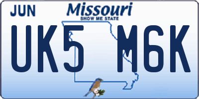 MO license plate UK5M6K