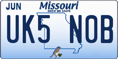 MO license plate UK5N0B