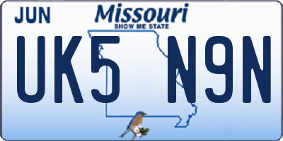 MO license plate UK5N9N