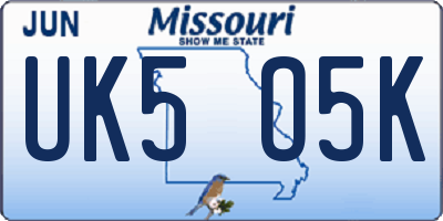 MO license plate UK5O5K
