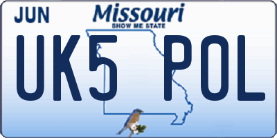 MO license plate UK5P0L