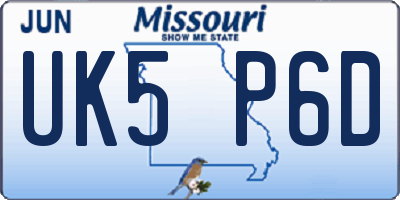 MO license plate UK5P6D