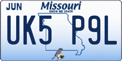 MO license plate UK5P9L