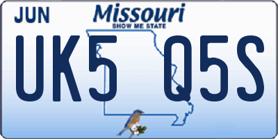 MO license plate UK5Q5S