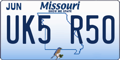 MO license plate UK5R5O