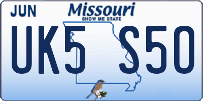 MO license plate UK5S5O