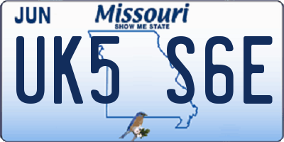 MO license plate UK5S6E