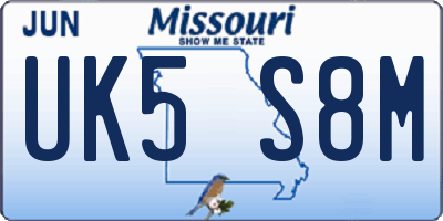 MO license plate UK5S8M