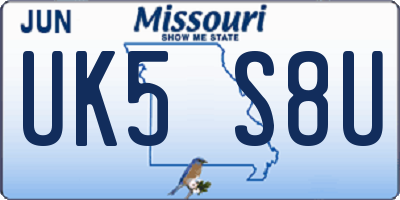 MO license plate UK5S8U