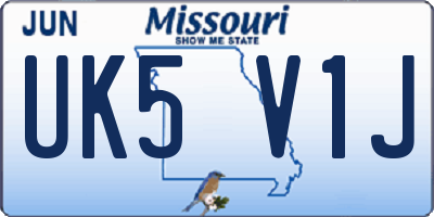 MO license plate UK5V1J