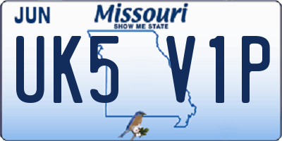 MO license plate UK5V1P