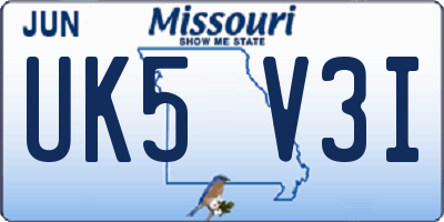 MO license plate UK5V3I