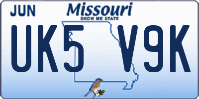 MO license plate UK5V9K