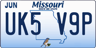 MO license plate UK5V9P