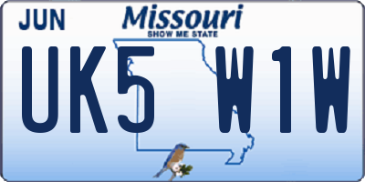 MO license plate UK5W1W