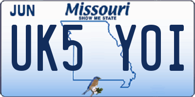 MO license plate UK5Y0I