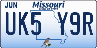 MO license plate UK5Y9R