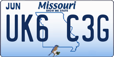MO license plate UK6C3G