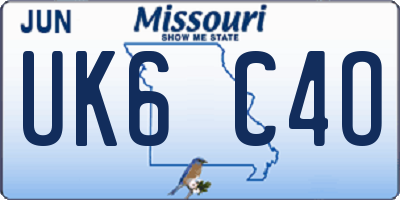 MO license plate UK6C4O