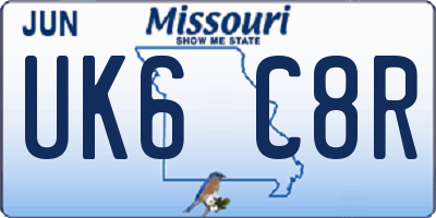 MO license plate UK6C8R