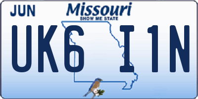 MO license plate UK6I1N