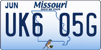 MO license plate UK6O5G