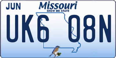 MO license plate UK6O8N