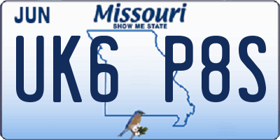 MO license plate UK6P8S