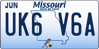 MO license plate UK6V6A