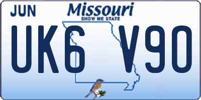 MO license plate UK6V9O